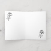 Balck White Rose Line Art Folie Wenskaart (Binnenlaag)