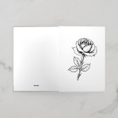 Balck White Rose Line Art Folie Wenskaart (Buiten Laag)