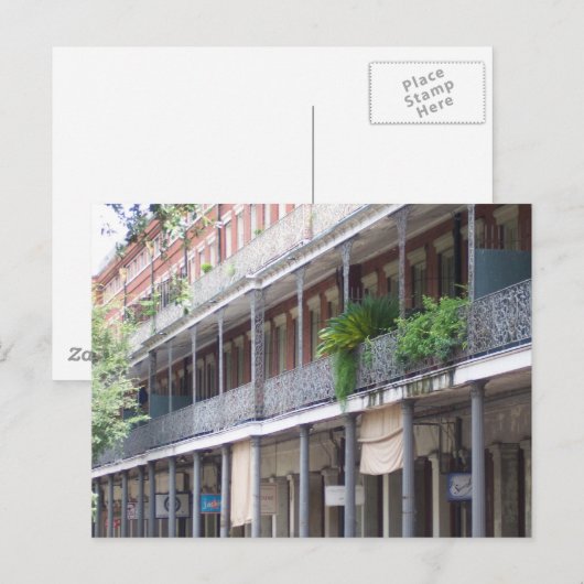Balconieën in het Franse kwartaal Briefkaart (Voorkant / Achterkant)