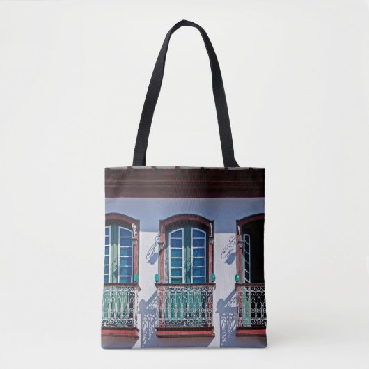 Balconieën op de gevel in Diamantina, Minas Gerais Tote Bag (Voorkant)