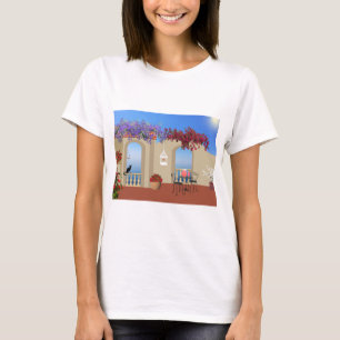 Balcony Buiten Flowers Table Tranquility Seaside. T-shirt