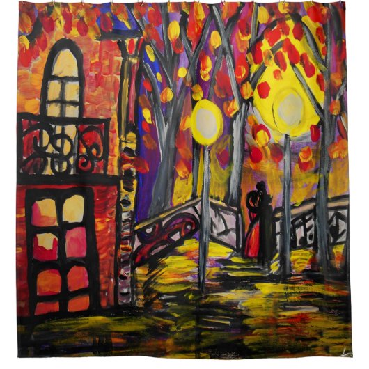 Balcony in het avondgordijn van de douche douchegordijn (Voorkant)