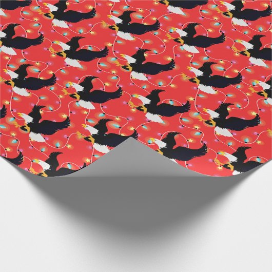 Bald American Eagle Kerstverlichting Feestelijke K Cadeaupapier (Hoek)