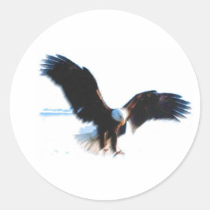 Bald American Eagle Landing Ronde Sticker