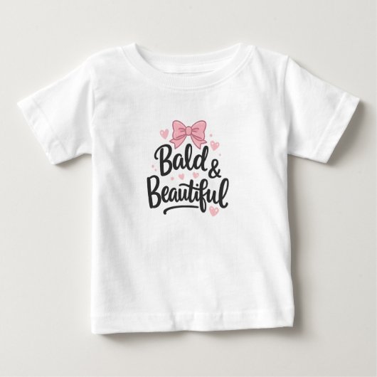 Bald & Beautiful Pink Bow Baby Gift T-Shirt (Voorkant)