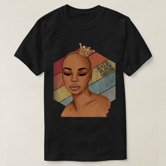 Bald Black Queen Woman  Afro Bald Dark Skin T-shirt (Design voorkant)