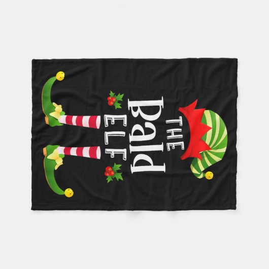 Bald Christmas Elf Matching Pajama X-mas Party  Fleece Deken (Voorkant (Horizontaal))
