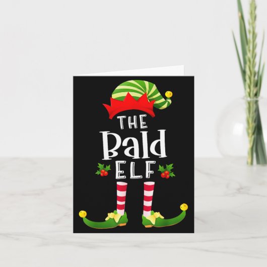 Bald Christmas Elf Matching Pajama X-mas Party  Kaart (Voorkant)