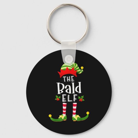 Bald Christmas Elf Matching Pajama X-mas Party  Sleutelhanger (Voorkant)