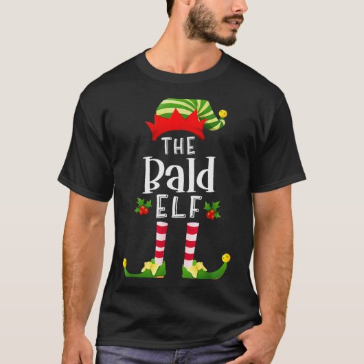 Bald Christmas Elf Matching Pajama X-mas Party  T-shirt (Voorkant)