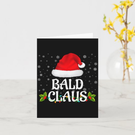 Bald Claus Christmas Lights Santa Pajama Family Ma Kaart (Gele Bloem)