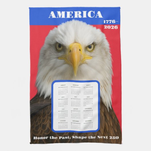 Bald Eagle 2026 Calendar—Patriotic Home Art Theedoek (Verticaal)