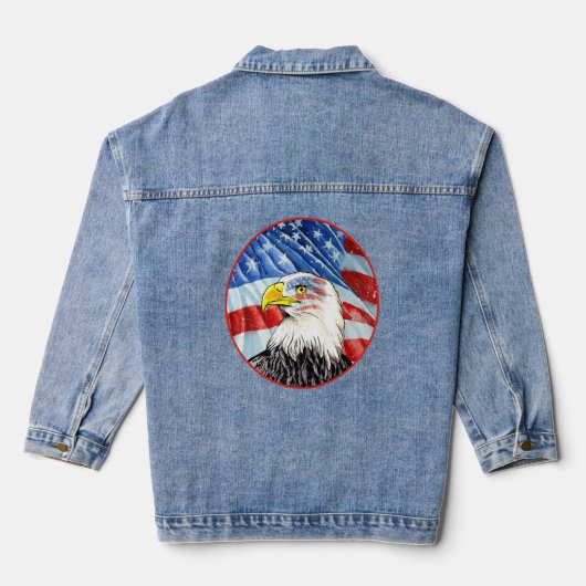 Bald Eagle 4 juli Amerikaanse vlag Flag Patriotic Denim Jacket (Achterkant)