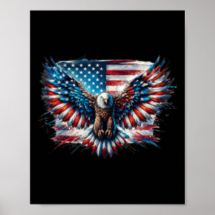 Bald Eagle 4 juli Amerikaanse vlag Flag Patriotic  Poster