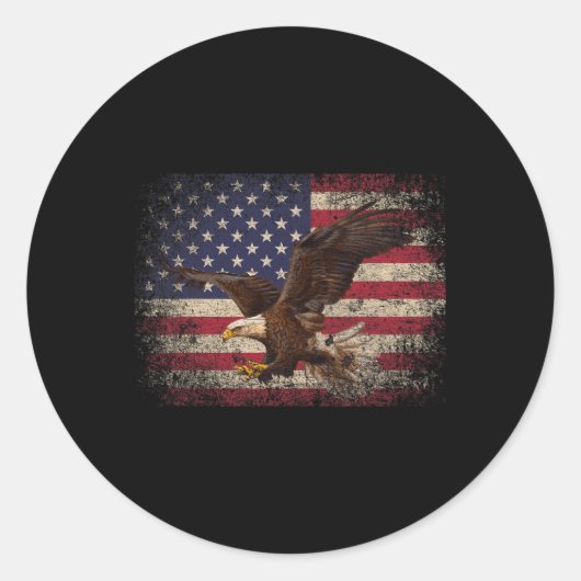 Bald Eagle 4 juli Kerstcadeau Amerikaanse FLA Ronde Sticker (Voorkant)
