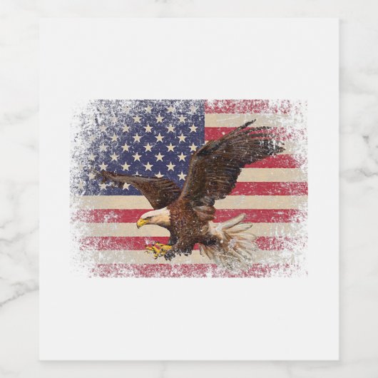 Bald Eagle, 4 juli, kerstcadeau-Amerikaanse Fla Wijn Etiket (Enkel label)
