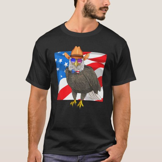 Bald Eagle 4 juli Patriottische Amerikaanse vlag T-shirt (Voorkant)