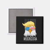 Bald Eagle 4 juli Trump Amerikaanse vlag Funny G Magneet (Voorkant / Achterkant)