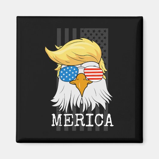 Bald Eagle 4 juli Trump Amerikaanse vlag Funny G Magneet (Voorkant)