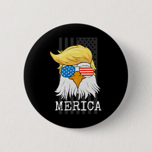 Bald Eagle 4 juli Trump Amerikaanse vlag Funny G Ronde Button 5,7 Cm