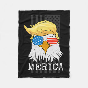 Bald Eagle 4 juli Trump Amerikaanse vlag grappig Fleece Deken