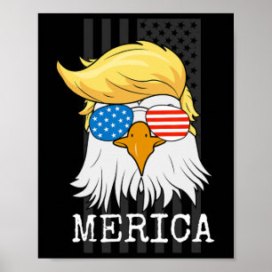 Bald Eagle 4 juli Trump Amerikaanse vlag grappig Poster