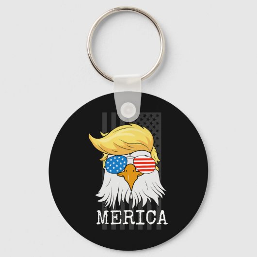 Bald Eagle 4 juli Trump Amerikaanse vlag grappig Sleutelhanger (Voorkant)