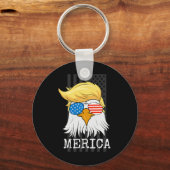 Bald Eagle 4 juli Trump Amerikaanse vlag grappig Sleutelhanger (Voorkant)