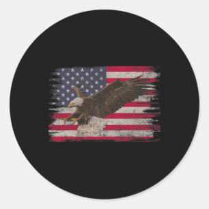 Bald Eagle 4 juli US Flag Patriotic Boys Mannen Ronde Sticker