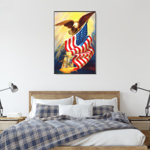 Bald Eagle 4th of Juli gevlekt Canvas Afdruk