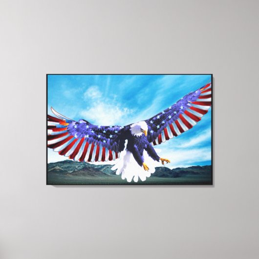 Bald Eagle 4th of Juli gevlekt Canvas Afdruk (Voorkant)