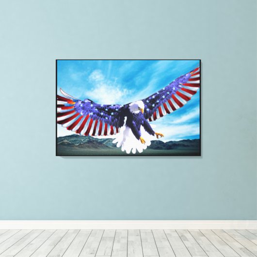 Bald Eagle 4th of Juli gevlekt Canvas Afdruk (Insitu (Houten vloer))