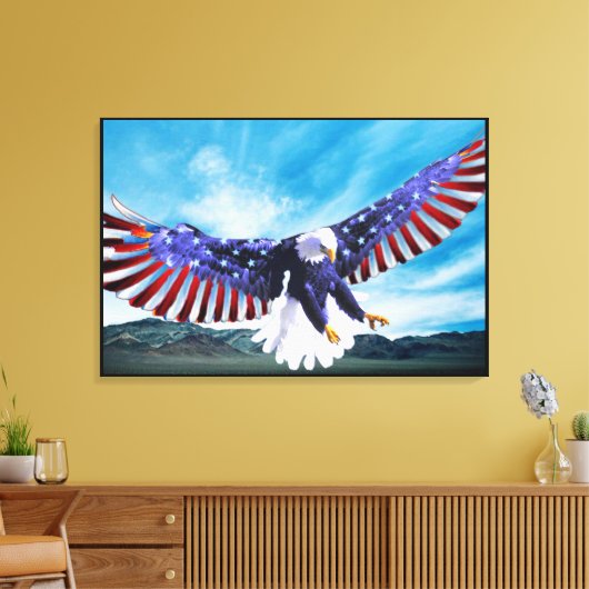 Bald Eagle 4th of Juli gevlekt Canvas Afdruk (Insitu (Woonkamer))