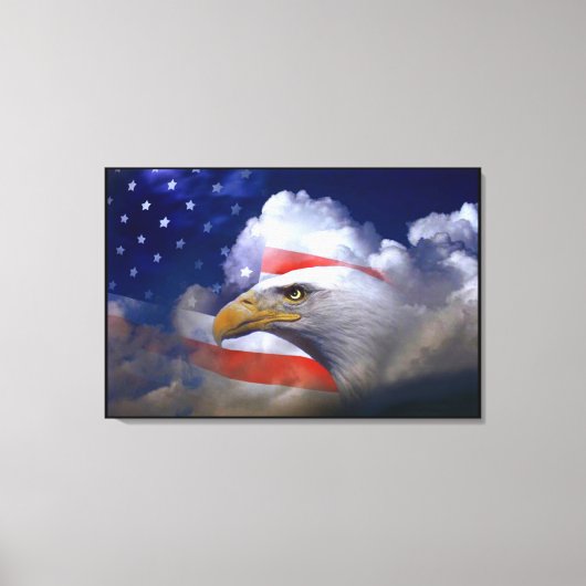 Bald Eagle 4th of Juli gevlekt Canvas Afdruk (Voorkant)