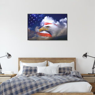 Bald Eagle 4th of Juli gevlekt Canvas Afdruk