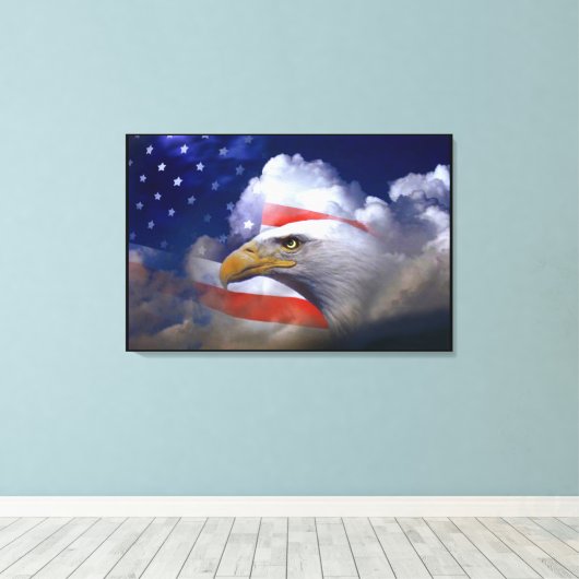 Bald Eagle 4th of Juli gevlekt Canvas Afdruk (Insitu (Houten vloer))