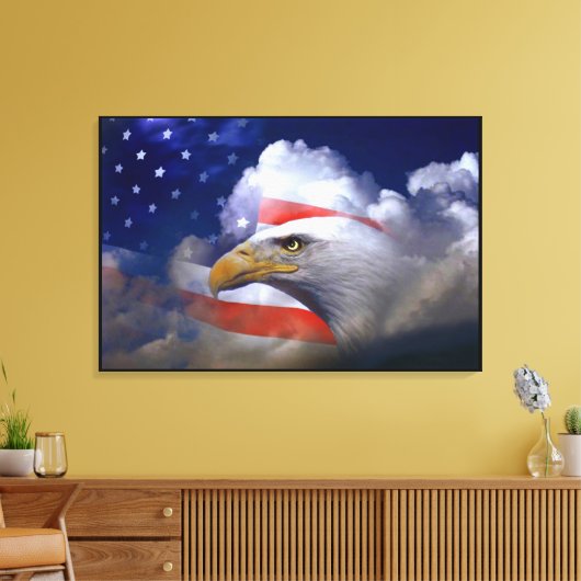 Bald Eagle 4th of Juli gevlekt Canvas Afdruk (Insitu (Woonkamer))