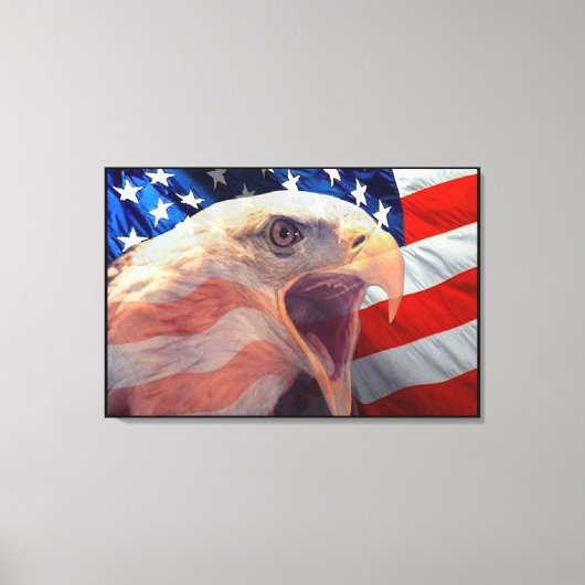 Bald Eagle 4th of Juli gevlekt Canvas Afdruk (Voorkant)