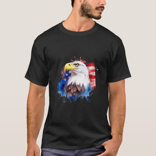 Bald Eagle 4th of July American Flag Country Tee T-shirt (Voorkant)