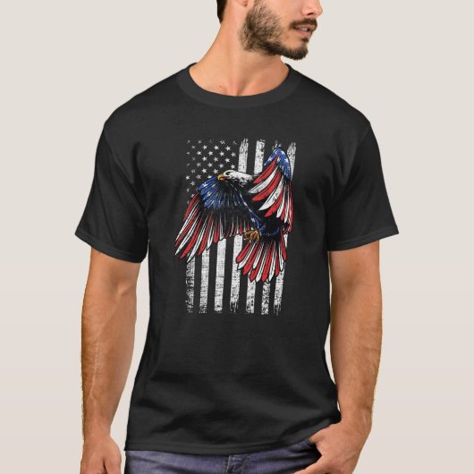 Bald Eagle 4th of July Merica Men Women USA Flag P T-shirt (Voorkant)