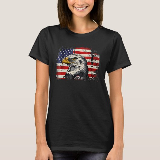 Bald Eagle 4th of July  USA American Flag Country T-shirt (Voorkant)