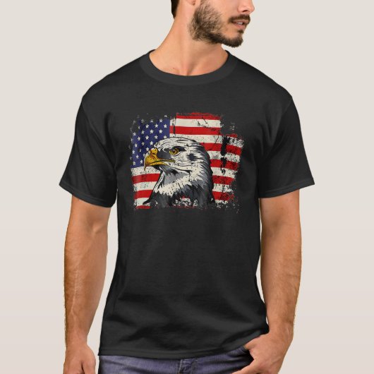 Bald Eagle 4th of July  USA American Flag Country T-shirt (Voorkant)