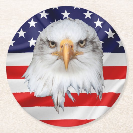 Bald Eagle aantrekkelijk patriottisch cadeau Ronde Kartonnen Onderzetter (Voorkant)