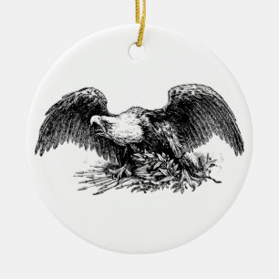 Bald Eagle Aboe Arrows and an Olive Branch Keramisch Ornament