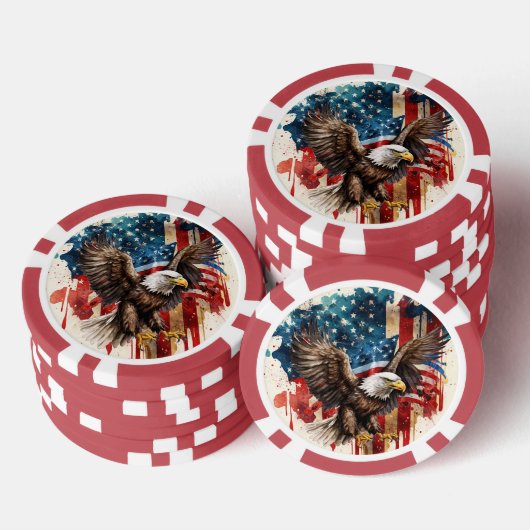 Bald Eagle Abstracte Amerikaanse vlag Poker Chips (Opstapeling)