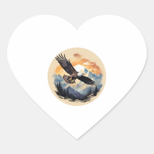 Bald Eagle als Amerika's symbool Hart Sticker (Voorkant)