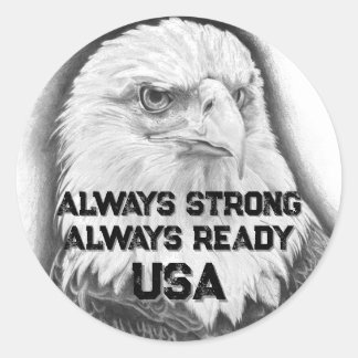 Bald Eagle - Altijd sterk, Altijd klaar, USA - Ronde Sticker