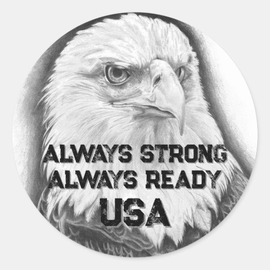 Bald Eagle - Altijd sterk, Altijd klaar, USA - Ronde Sticker (Voorkant)