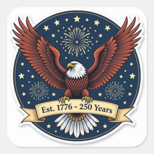 Bald eagle America 250th artwork Vierkante Sticker (Voorkant)
