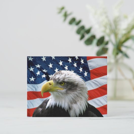 Bald Eagle American Flag Briefkaart (Staand voorkant)